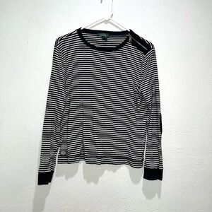 Lauren Ralph Lauren Black White Stripe Long Sleeve Top